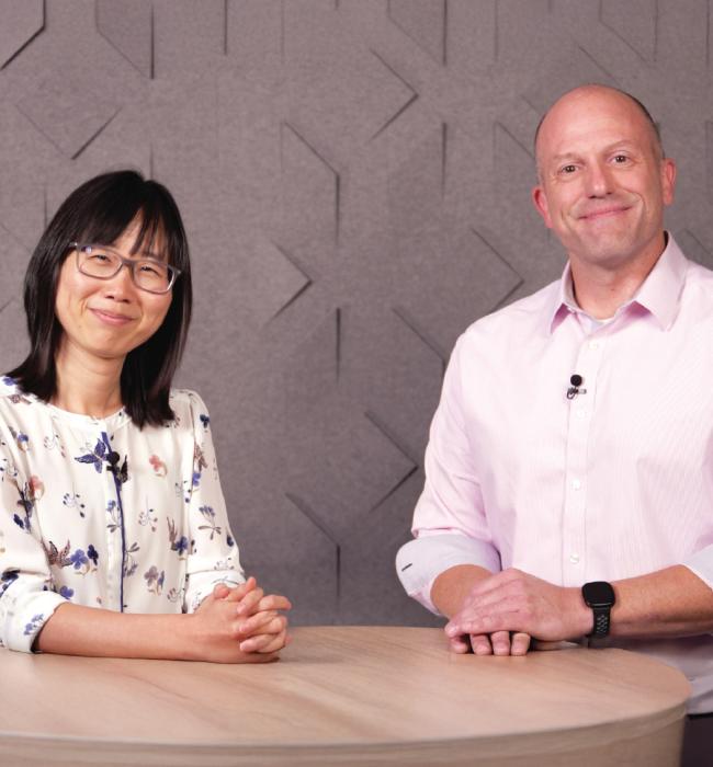 View of both professors, Dr. Jessy Li and Dr. Mike Mackert who teach the AI in Health Communication courses