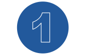 A blue circle with the number one in the center in a white outline