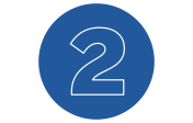 A blue circle with the number two in the center in a white outline