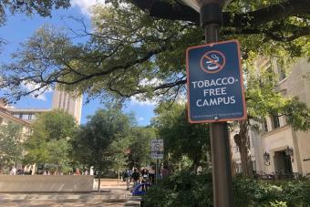 tobacco-free campus sign