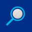 A white round pill with a score line is shown under a blue magnifying glass against a dark blue background.