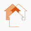 hree overlapping house icons sharing a common roof peak. The left house is light orange, the center house is dark orange, and the right house is white with an orange outline.