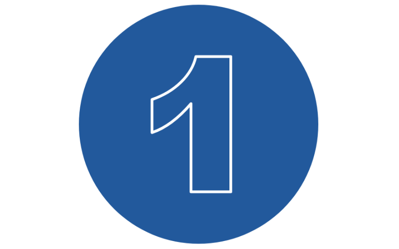 A blue circle with the number one in the center in a white outline